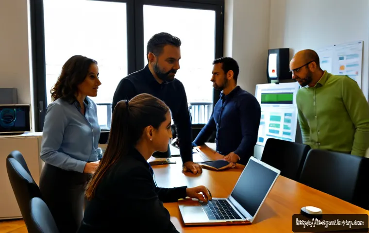사이버 공격 대응을 위한 인력 교육 방법 - Photorealistic cybersecurity training workshop in a modern Italian office in Milan, diverse adult em...